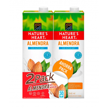 BEBIDA DE ALMENDRAS SIN AZUCAR (DUO PACK) - Nature's Heart 946 mL