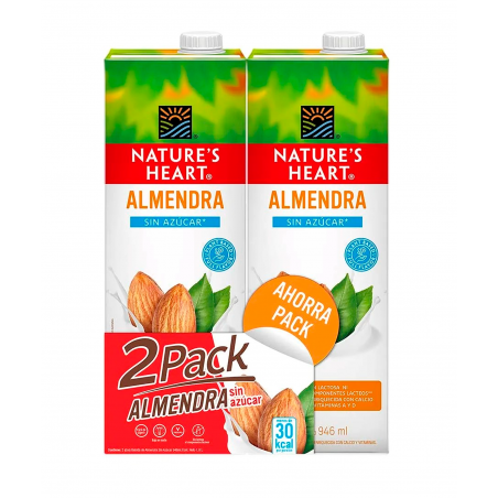 BEBIDA DE ALMENDRAS SIN AZUCAR (DUO PACK) - Nature's Heart 946 mL